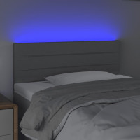 Produktbild för Sänggavel LED ljusgrå 90x5x78/88 cm tyg