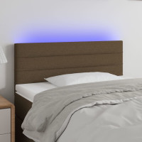 Produktbild för Sänggavel LED mörkbrun 90x5x78/88 cm tyg