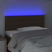 Produktbild för Sänggavel LED mörkbrun 90x5x78/88 cm tyg