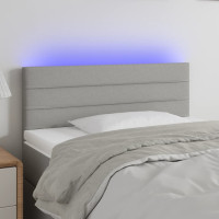 Produktbild för Sänggavel LED ljusgrå 100x5x78/88 cm tyg