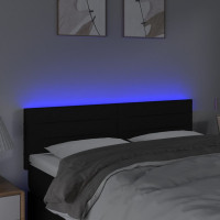 Produktbild för Sänggavel LED svart 144x5x78/88 cm tyg