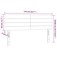 Produktbild för Sänggavel LED svart 144x5x78/88 cm tyg