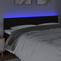 Produktbild för Sänggavel LED svart 160x5x78/88 cm tyg