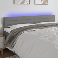 Produktbild för Sänggavel LED mörkgrå 200x5x78/88 cm tyg