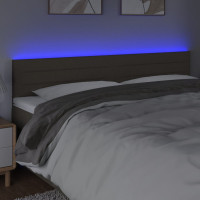 Produktbild för Sänggavel LED taupe 200x5x78/88 cm tyg