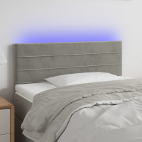 Produktbild för Sänggavel LED ljusgrå 80x5x78/88 cm sammet