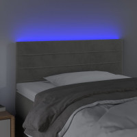 Produktbild för Sänggavel LED ljusgrå 80x5x78/88 cm sammet