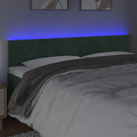 Produktbild för Sänggavel LED mörkgrön 200x5x78/88 cm sammet