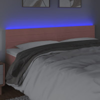Produktbild för Sänggavel LED rosa 200x5x78/88 cm sammet