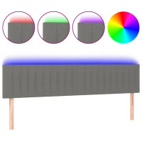 Produktbild för Sänggavel LED mörkgrå 180x5x78/88 cm tyg