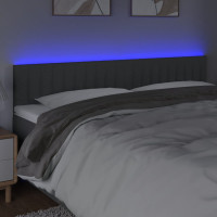 Produktbild för Sänggavel LED mörkgrå 180x5x78/88 cm tyg