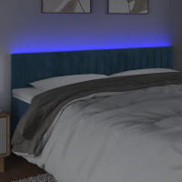 Produktbild för Sänggavel LED mörkblå 180x5x78/88 cm sammet