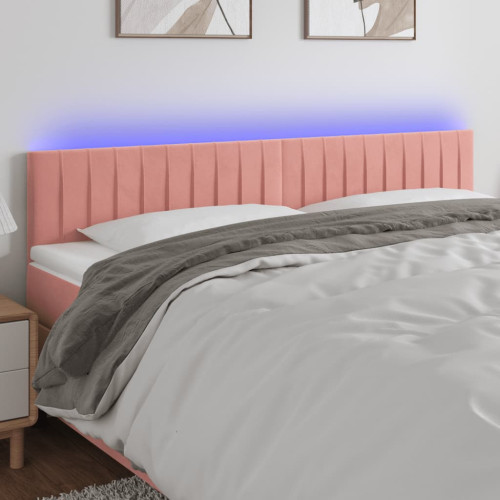 vidaXL Sänggavel LED rosa 180x5x78/88 cm sammet