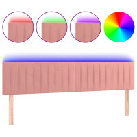 Produktbild för Sänggavel LED rosa 180x5x78/88 cm sammet