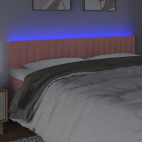 Produktbild för Sänggavel LED rosa 180x5x78/88 cm sammet