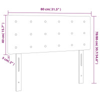 Produktbild för Sänggavel LED mörkgrå 80x5x78/88 cm tyg