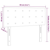 Produktbild för Sänggavel LED mörkgrå 90x5x78/88 cm tyg