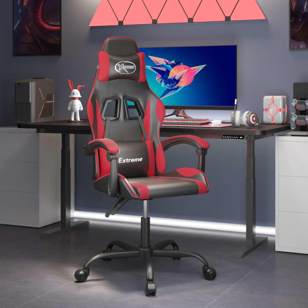 Produktbild för Gamingstol svart och röd konstläder
