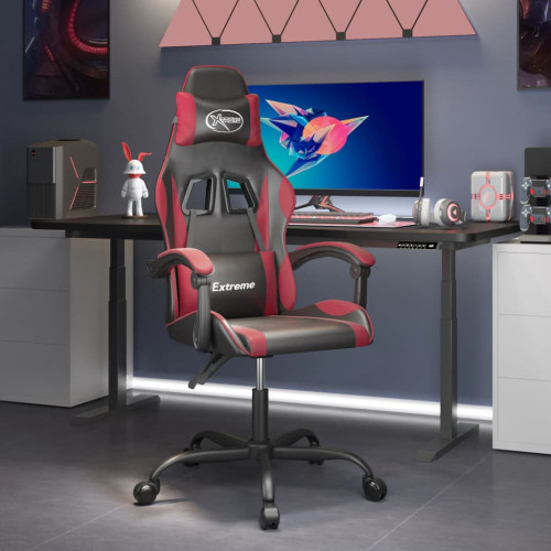 vidaXL Gamingstol svart och vinröd konstläder