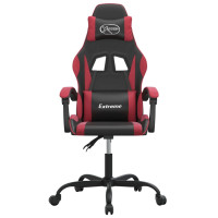 Produktbild för Gamingstol svart och vinröd konstläder