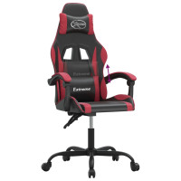 Produktbild för Gamingstol svart och vinröd konstläder
