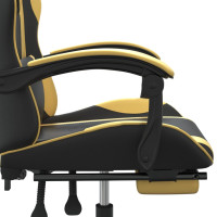 Miniatyr av produktbild för Gamingstol med fotstöd svart och guld konstläder