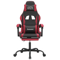 Produktbild för Gamingstol med fotstöd svart och vinröd konstläder