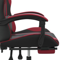 Produktbild för Gamingstol med fotstöd svart och vinröd konstläder