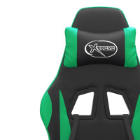 Produktbild för Snurrbar gamingstol svart och grön konstläder