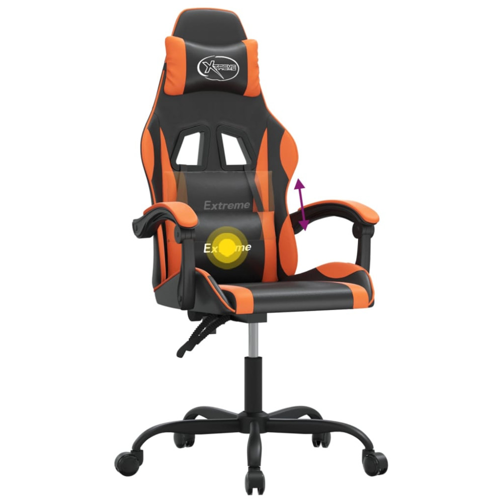 Produktbild för Snurrbar gamingstol svart och orange konstläder