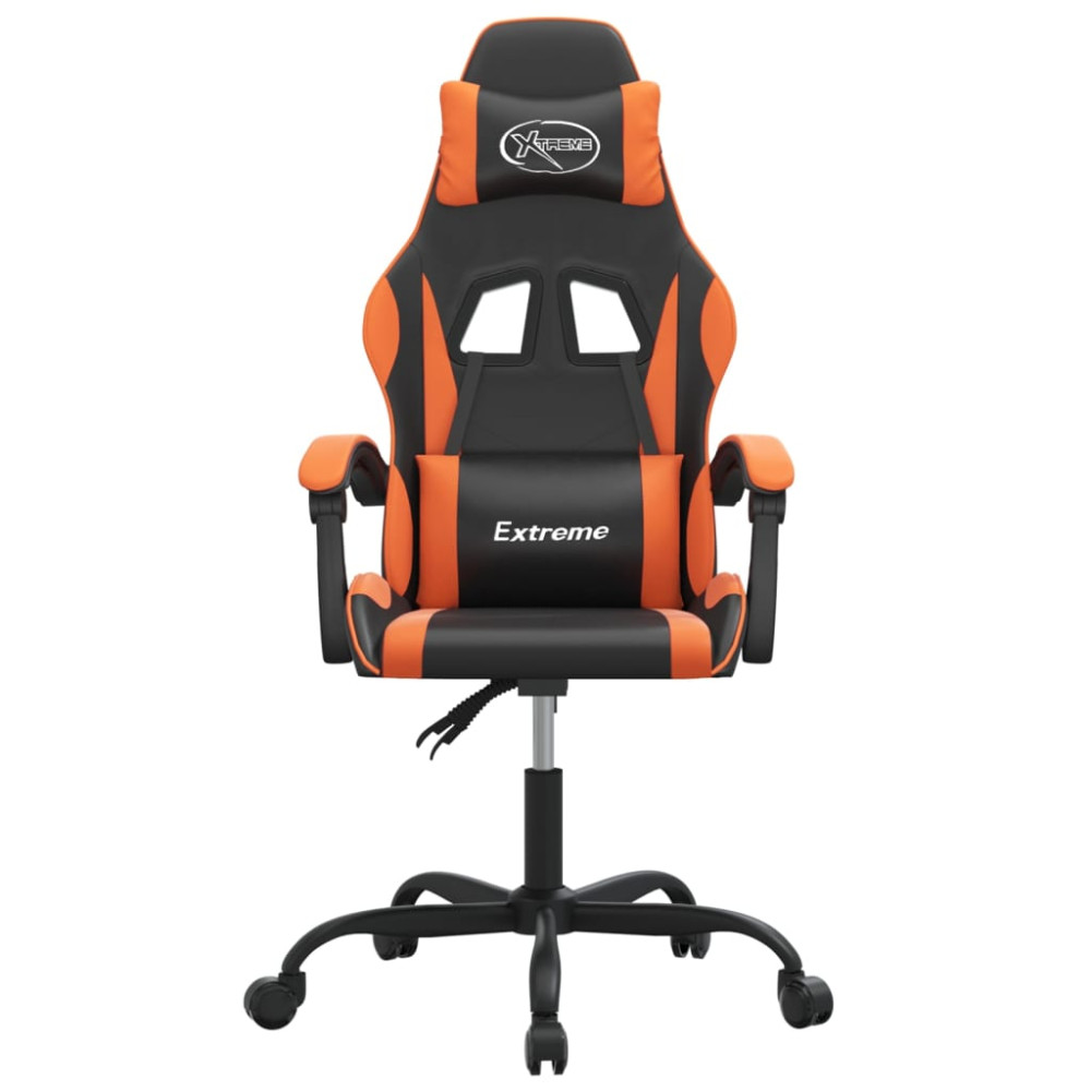 Produktbild för Snurrbar gamingstol svart och orange konstläder