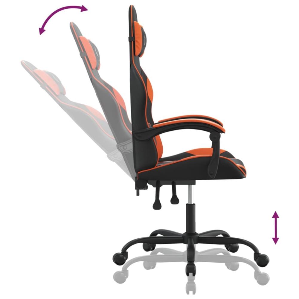 Produktbild för Snurrbar gamingstol svart och orange konstläder