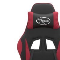 Produktbild för Snurrbar gamingstol svart och vinröd konstläder