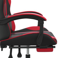 Produktbild för Snurrbar gamingstol med fotstöd svart och röd konstläder