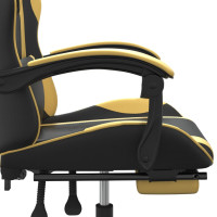 Miniatyr av produktbild för Snurrbar gamingstol med fotstöd svart och guld konstläder
