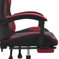 Produktbild för Snurrbar gamingstol med fotstöd svart och vinröd konstläder