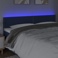 Produktbild för Sänggavel LED blå 200x5x78/88 cm tyg
