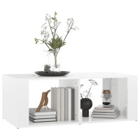 Miniatyr av produktbild för Soffbord vit högglans 100x50x36 cm konstruerat trä