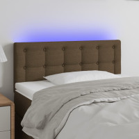 Produktbild för Sänggavel LED mörkbrun 100 x 5 x 78/88 cm tyg