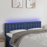 Produktbild för Sänggavel LED blå 144x5x78/88 cm tyg