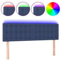 Produktbild för Sänggavel LED blå 144x5x78/88 cm tyg
