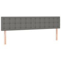 Produktbild för Sänggavel LED mörkgrå 160x5x78/88 cm tyg