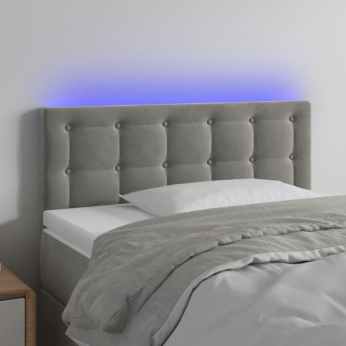 vidaXL Sänggavel LED ljusgrå 90x5x78/88 cm sammet
