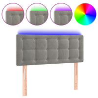 Produktbild för Sänggavel LED ljusgrå 90x5x78/88 cm sammet