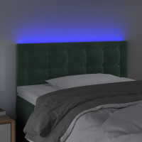 Produktbild för Sänggavel LED mörkgrön 90x5x78/88 cm sammet