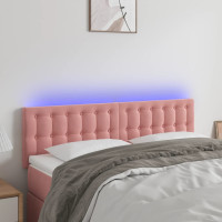 Produktbild för Sänggavel LED rosa 144x5x78/88 cm sammet