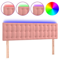 Produktbild för Sänggavel LED rosa 144x5x78/88 cm sammet