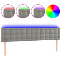 Produktbild för Sänggavel LED ljusgrå 160x5x78/88 cm sammet