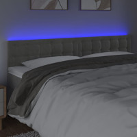 Produktbild för Sänggavel LED ljusgrå 160x5x78/88 cm sammet