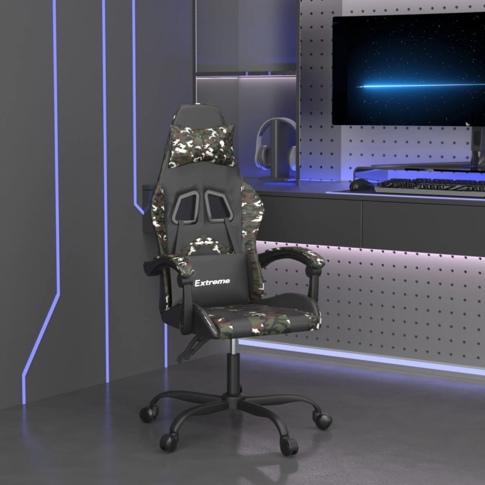 Produktbild för Snurrbar gamingstol svart och kamouflage konstläder
